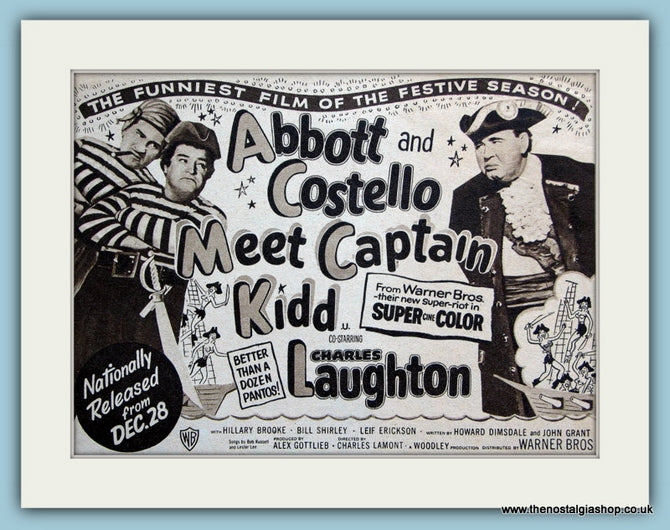 Meet Captain Kidd starring Abbott and Costello. 1953 Original Advert (ref AD3208)
