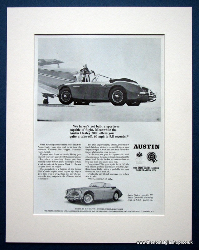 Austin Healey 3000. Set of 2 Original adverts 1964/65 (ref AD1387)