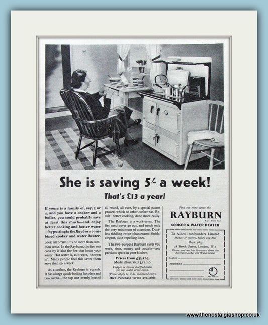 Rayburn Cooker & Water Heater Original Advert 1955 (ref AD4292)