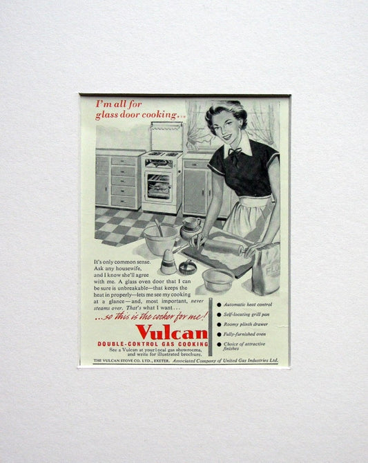 Vulcan Gas Cooker 1953 Original Advert (ref AD1531)