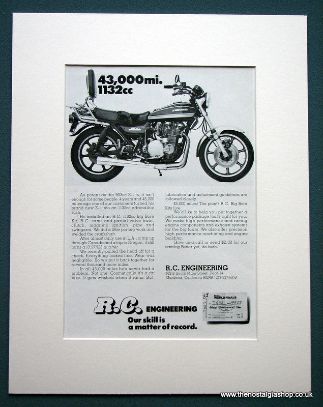 Kawasaki Z-1 903cc Fitted with R.C. Big Bore Kit. 1979 Original advert (ref AD1273)