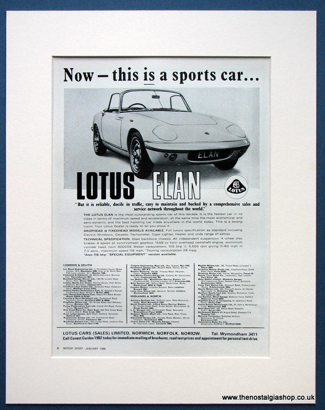 Lotus Elan 1968 Original Advert (ref AD1657)