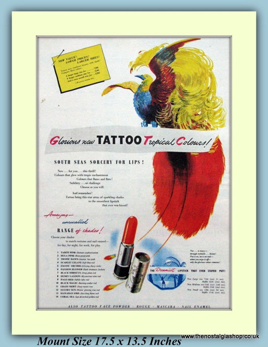 Tattoo Lipstick Original Advert 1948 (ref AD9233)
