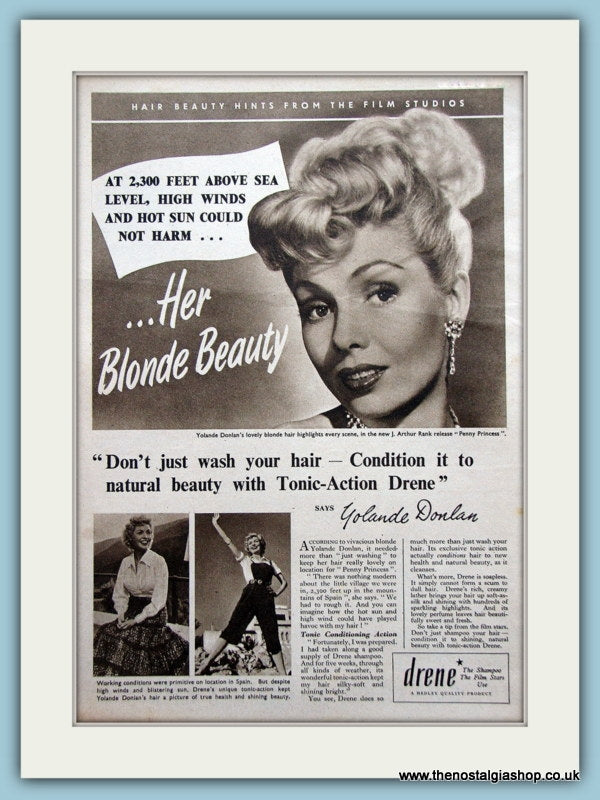 Drene featuring Yolande Donlan. Original Advert 1952 (ref AD3627)