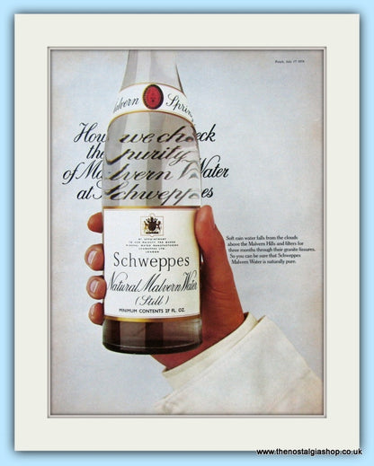 Schweppes Malvern Water Set Of 2 Original Adverts 1974 (ref AD4982)
