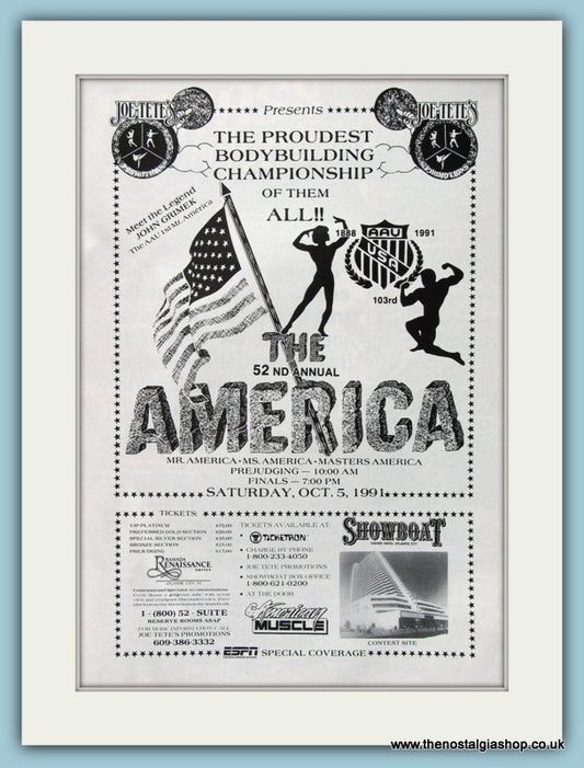 The 52nd Annual America Bodybuilding Original Advert 1991 (ref AD3935)