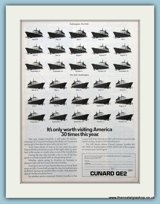 Cunard QE2 Cruise Ship Original Advert 1975 (ref AD2303)