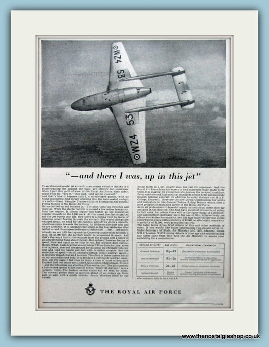 The Royal Air Force De Havilland Vampire Trainer Jet Original Advert 1954 (ref AD6278)