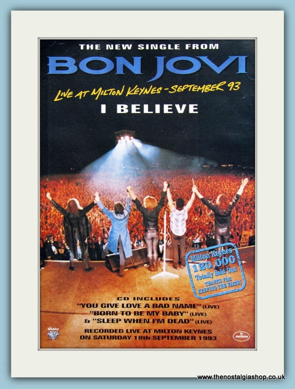 Bon Jovi I Believe Milton Keynes 1993 Original Advert (ref AD3284)