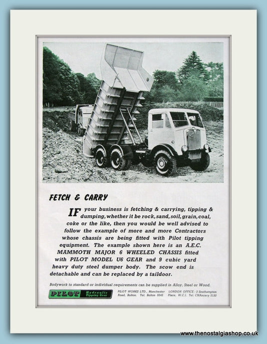 Pilot Hydraulic Tipping Trucks Original Advert 1960 (ref AD2984)