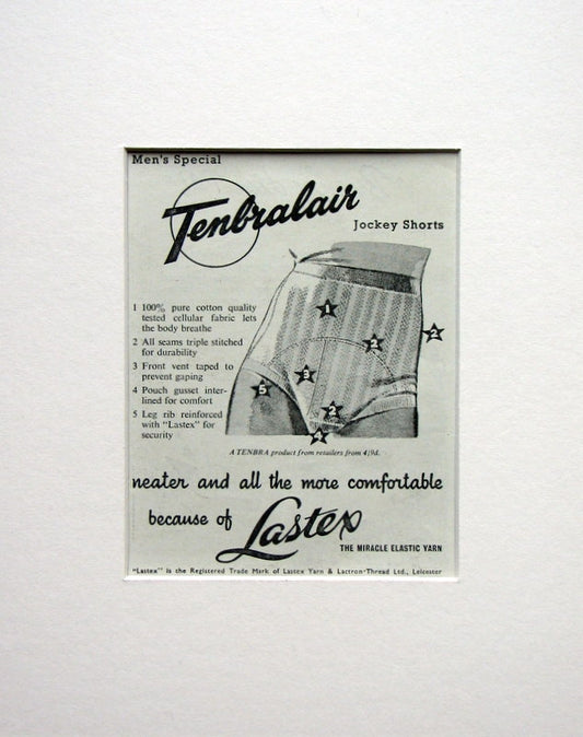 Tenbralair Jockey Shorts 1953 Original Advert (ref AD1535)