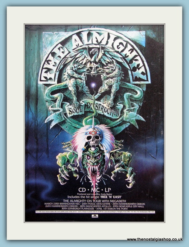 The Almighty, Soul Destruction 1991 Original Advert (ref AD3146)