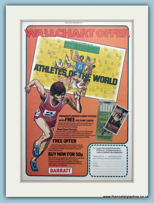 Barratt Candy Sticks Wall Chart Offer Original Advert 1980 (ref AD2672)