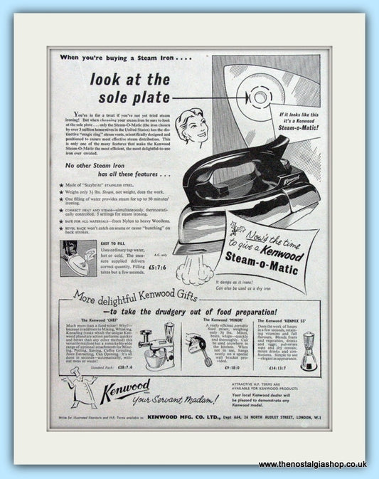 Kenwood Steam-o-Matic Iron Original Advert 1955 (ref AD4845)