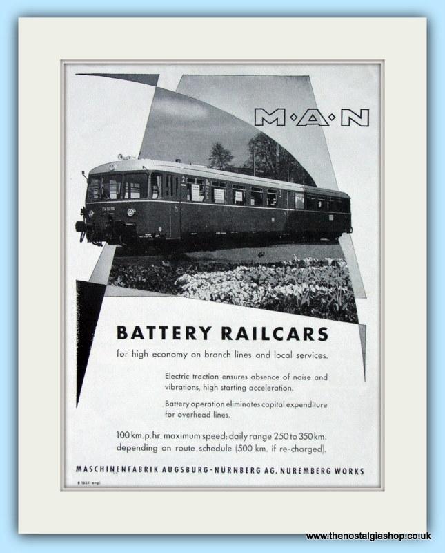 M.A.N Railcars Set Of 2 Original Adverts 1955 &1961 (ref AD6512)