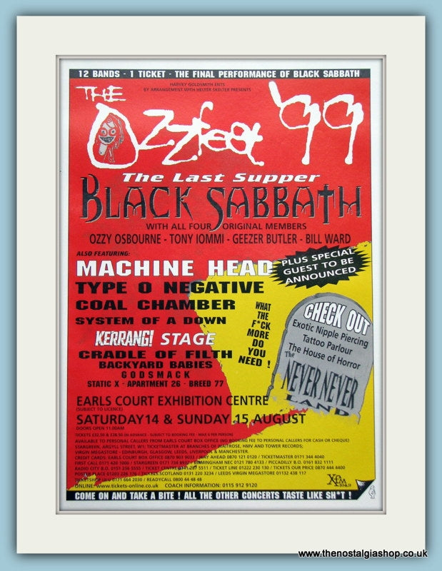 Ozzfest Festival Advert 1999 The Last Supper (ref AD3362)