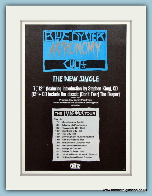 Blue Oyster Cult Astronomy Original Music Advert 1989 (ref AD3399)