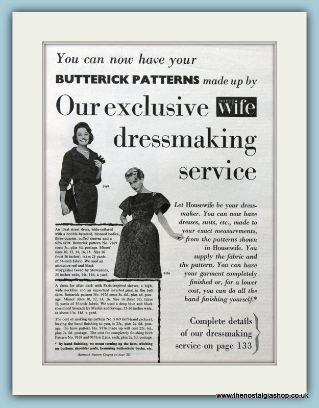 Butterick Patterns Original Advert 1961 (ref AD4417)