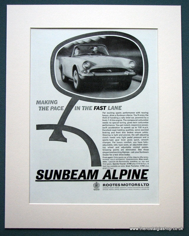 Sunbeam Alpine 1964 Original Advert (ref AD1096)
