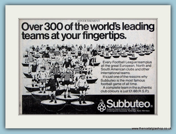 Subbuteo Football Original Advert 1980 (ref AD6385)
