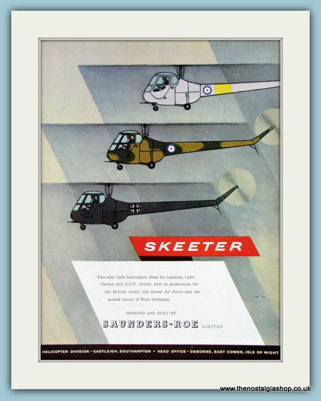 Skeeter Helicopters Original Advert 1957 (ref AD4270)