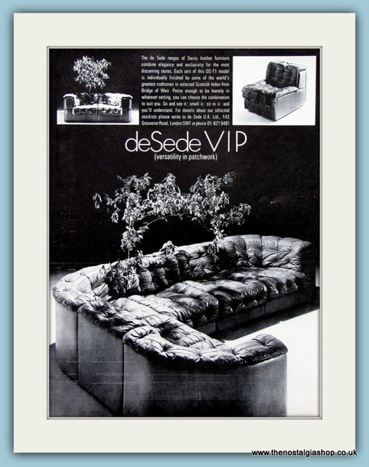 Desede VIP, Swiss Leather Furniture. Original Advert 1977 (ref AD2471)