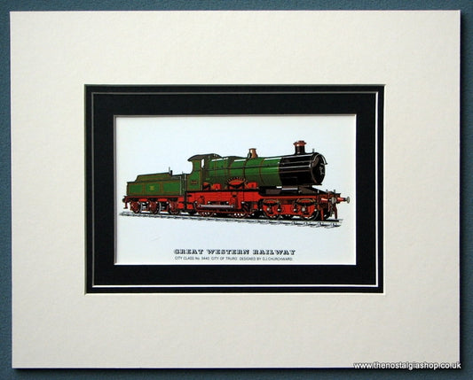 Great Western Railway 'City Of Truro' No:3440 Mounted Print (ref SP40)