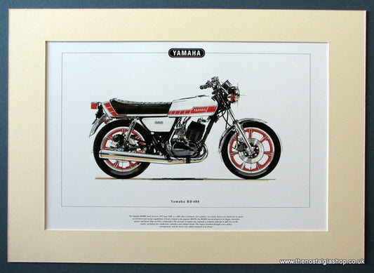 Yamaha RD 400 Mounted Motorcycle Print (ref PR3037)