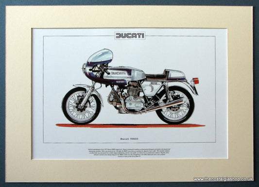 Ducati 900SS Mounted Motorcycle Print (ref PR3019)