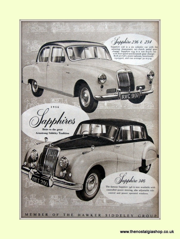 Armstrong Siddeley Sapphire 236,234 & 346 Original Advert 1955 (ref AD6679)