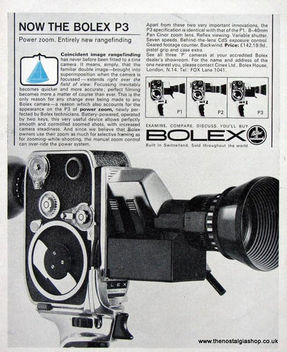 Bolex S1, K1 & P3 Cameras. Set of 3 Original adverts 1963-64 (ref AD1062)