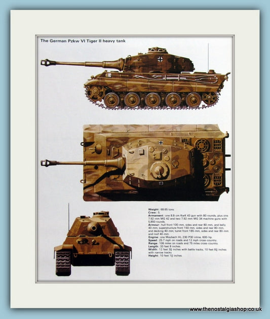 German Pzkw VI Tiger II Heavy Tank Print. (ref PR438)