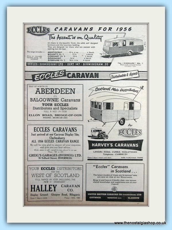Eccles Caravans Original Advert 1956 (ref AD6336)