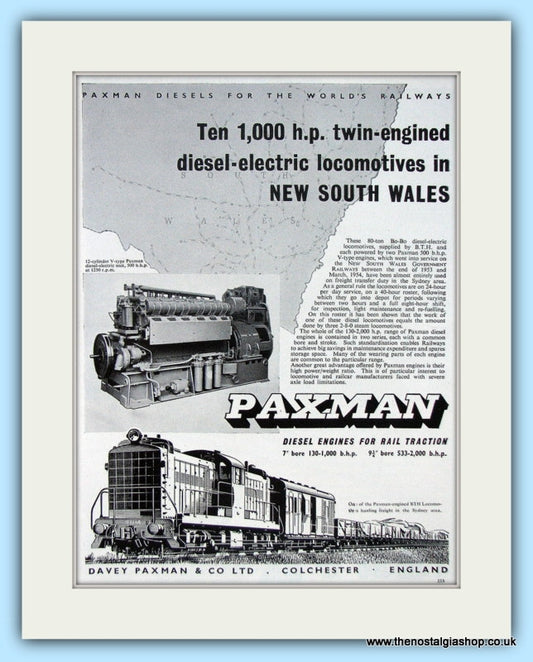 Paxman Diesel Engines Original Advert 1957 (ref AD6496)