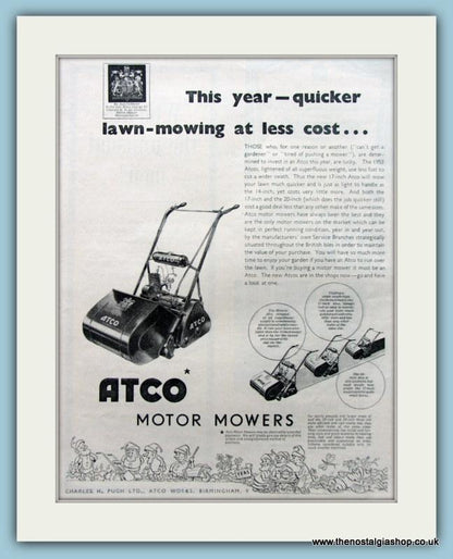 Atco Motor Mowers. Set of 2 Original Adverts 1953 (ref AD4616)
