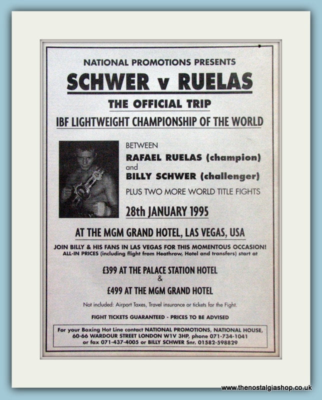Schwer v Ruelas 1994 Original Advert (ref AD4410)