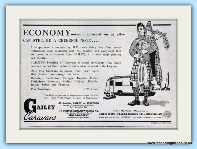 Gailey Caravans Original Advert 1952 (ref AD5042)