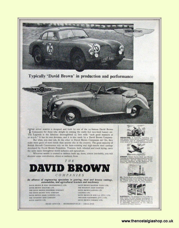 Aston Martin David Brown Original Advert 1952 (ref AD6704)