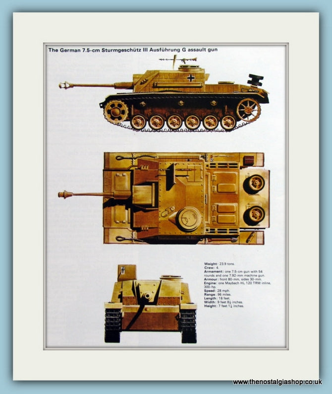 German 7.5-cm Sturmgeschutz III Ausfuhrung G Assault Gun. Print (ref PR437)