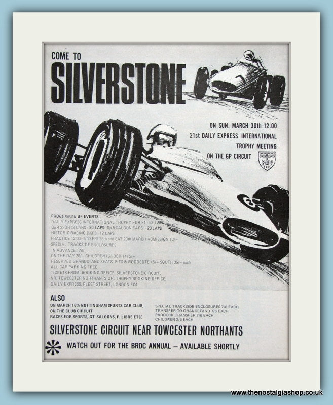 Silverstone Trophy Meeting Original Advert 1969 (ref AD1994)