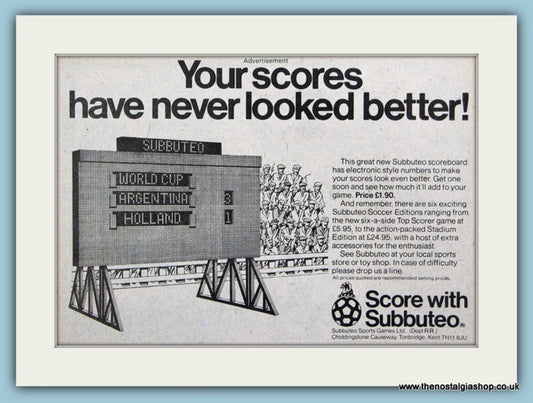 Subbuteo Scoreboard Original Advert 1979 (ref AD6407)
