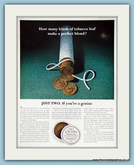 Escudo Navy De Luxe Tobacco Original Advert 1966 (ref AD6021)