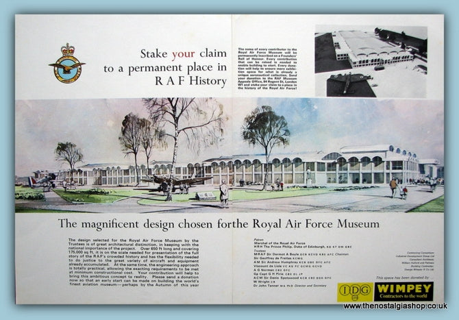 Royal Air Force Design Of Museum Wimpey Builders Double Original Advert 1969 (ref AD6304)