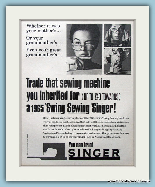 Singer Sewing Machine Original Advert 1965 (ref AD3917)