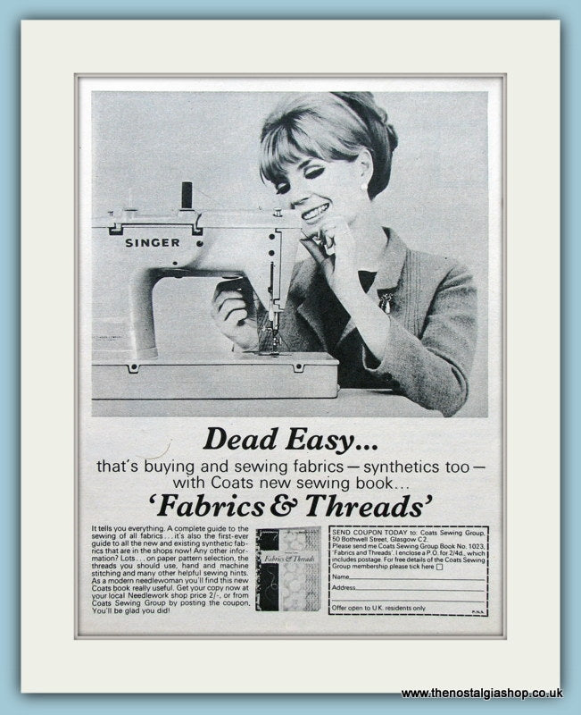 Coats Sewing Book. Original Advert 1965 (ref AD3682)