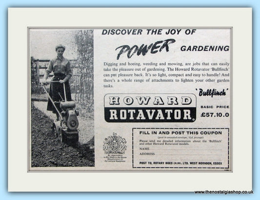 Howard Rotavator. Original Advert 1956 (ref AD4590)
