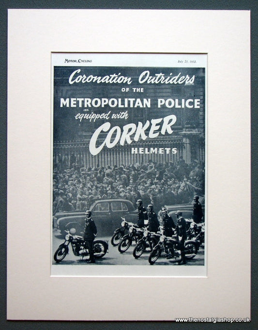 Corker Helmets for Metropolitan Police. Original advert 1953 (ref AD1320)