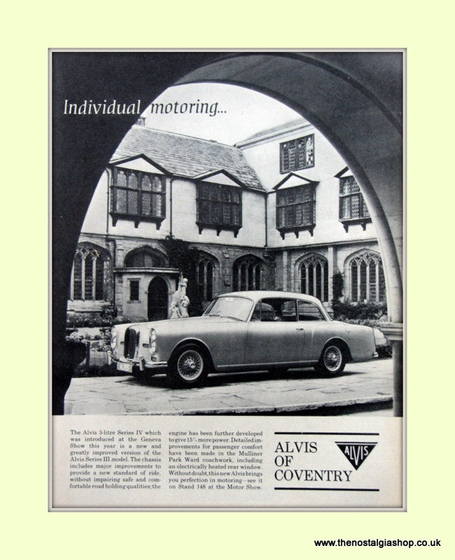 Alvis Three Litre Series IV. Original Advert 1966 (ref AD6641)
