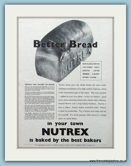 Nutrex Bread Original Advert 1955 (ref AD4317)