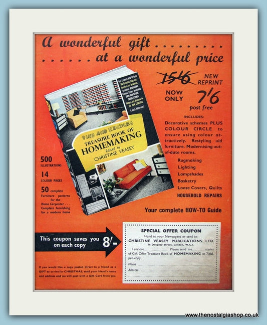 Treasure Book Of Homemaking By Christine Veasey Original Advert 1950's (ref AD3919)